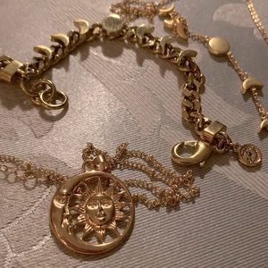 Gold Sun Moon necklace gold colour